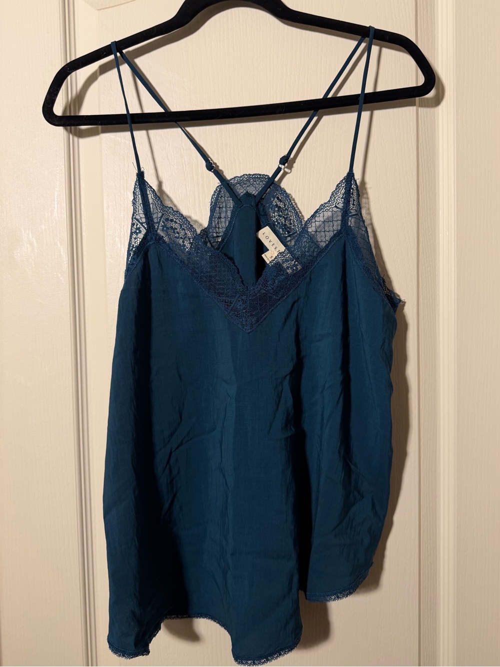 lovestitch Teal Lace-Trim Camisole Tank